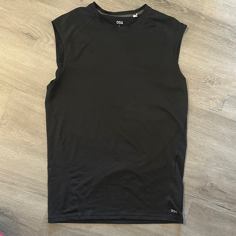 DSG Black Tank Top with Ribbed Crew Neck
